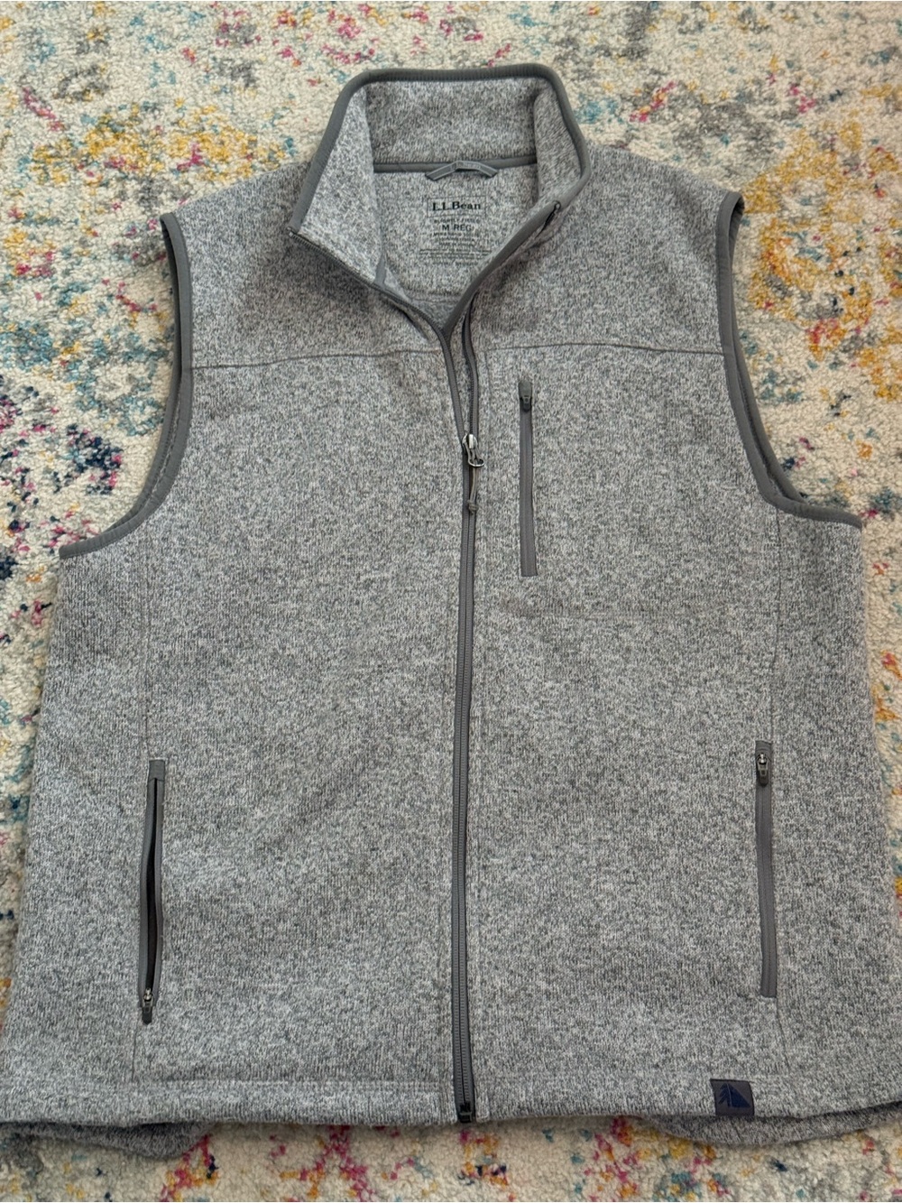 L.L. Bean Men’s Heather Gray Full-Zip Fleece Vest Size Medium